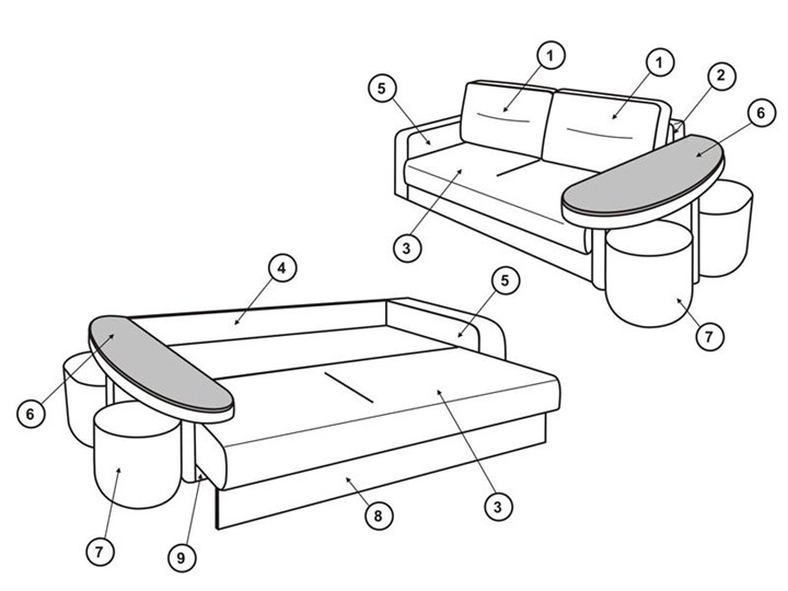 Прямой диван Сантана 4 БД со столом (НПБ) в Элисте - изображение 1